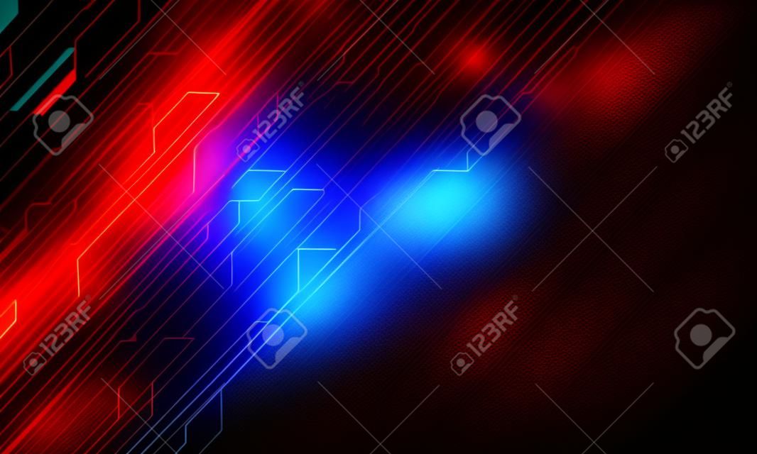 Barra cibernética de circuito de luz roja abstracta en ilustración de vector de fondo de tecnología futurista moderna de diseño de espacio en blanco negro.