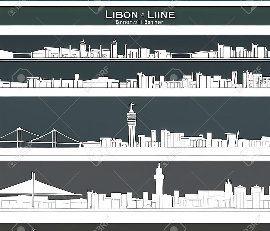 Baner na panoramę Lizbony z pojedynczą linią