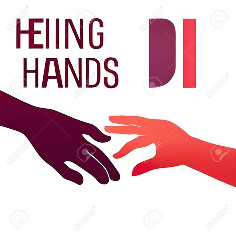 Helping Hands, vecteur coloré sur fond blanc