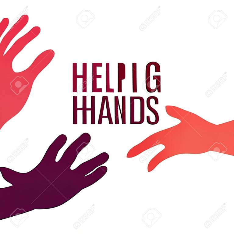 Helping Hands, colorful vector on white backdrop