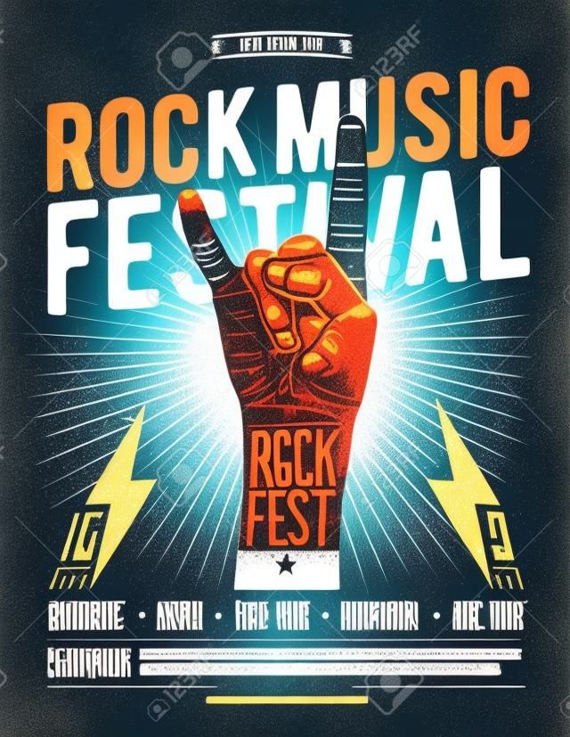 Rock Festival Flyer Poszter. Vintage stílusú vektoros illusztráció. Party szórólap