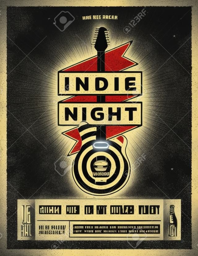 Rock Night Party Poster. Flyer. Banner. Poster Template. Vintage Styled Vector Illustratie.