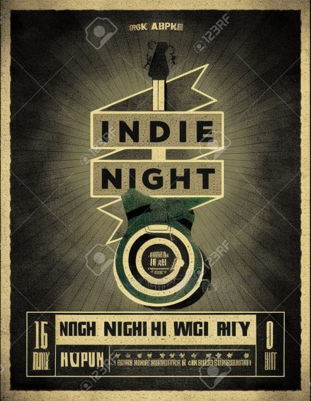 Rock Night Party Poster. Flyer. Banner. Poster Template. Vintage Styled Vector Illustratie.