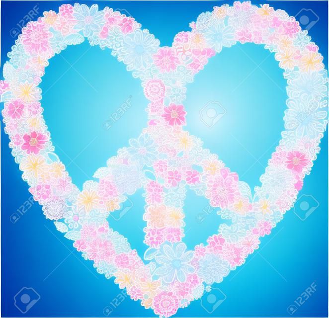 corazón símbolo de la paz con el patrón floral