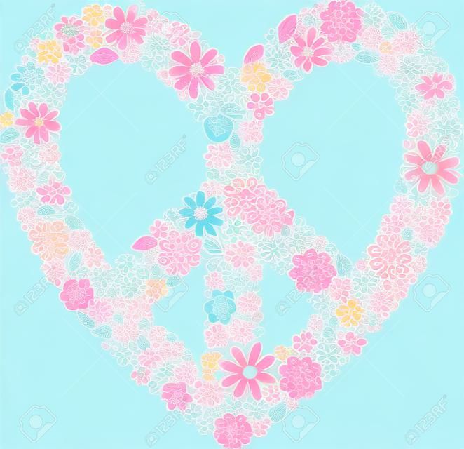 corazón símbolo de la paz con el patrón floral