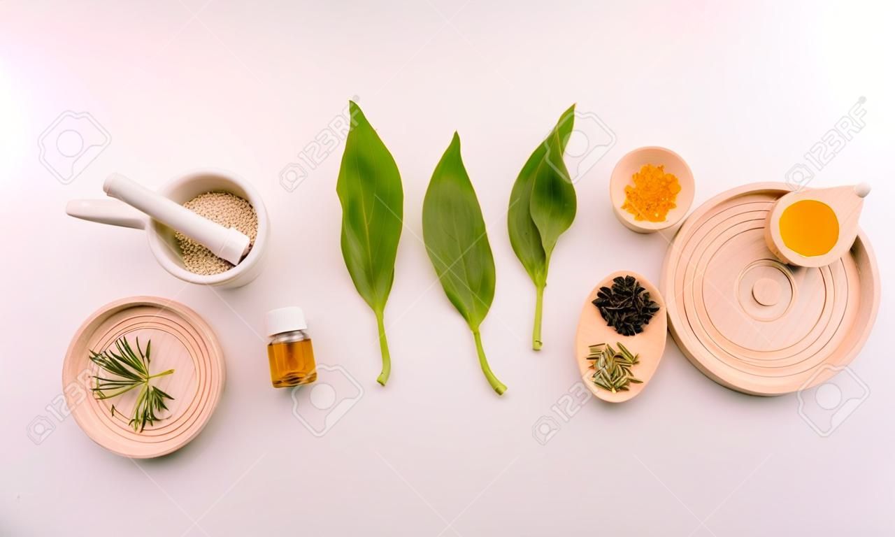 medicina di erbe alternativa con erbe il naturale organico in laboratorio. capsula di olio, nutrizione organica naturale sana e benessere.