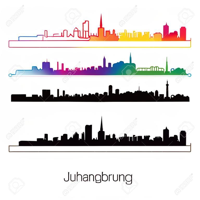 與彩虹可編輯的矢量文件約翰內斯堡天際線風格