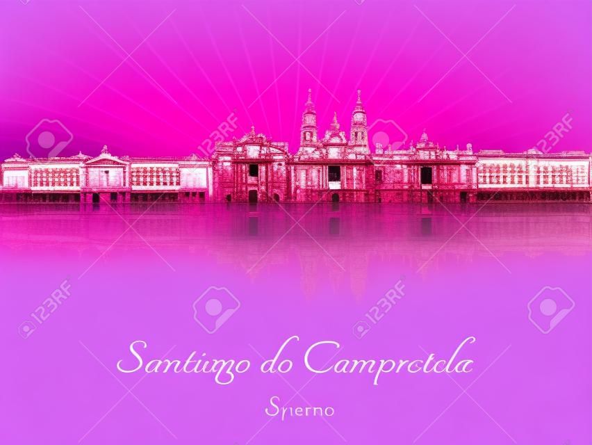 Santiago de Compostela skyline in purple radiant orchid in editable file