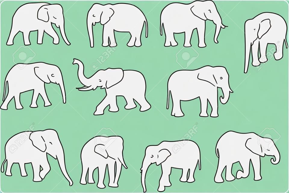 colección de elefantes - vector