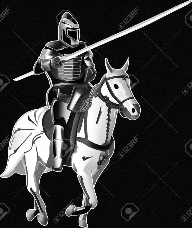Vector - caballero a caballo aislado en segundo plano