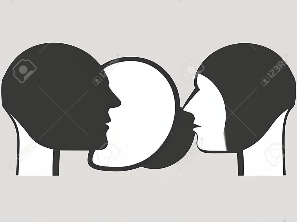 Vector illustration, flat design. Head talk speaking icon