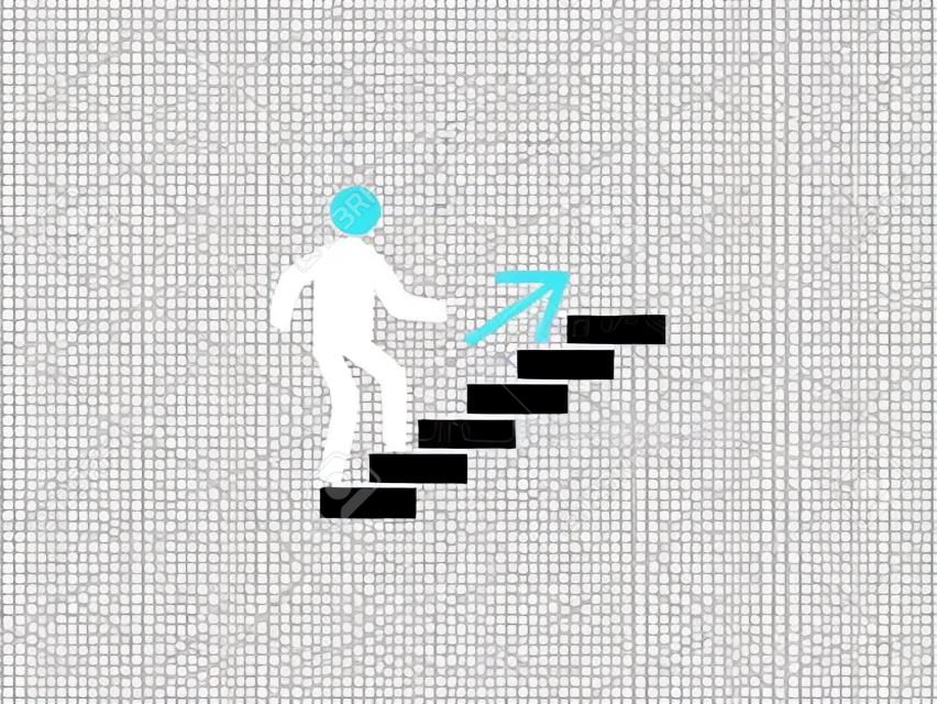 Trappen, trappenhuis, wandelingen naar boven pictogram. Vector illustratie, vlak ontwerp.