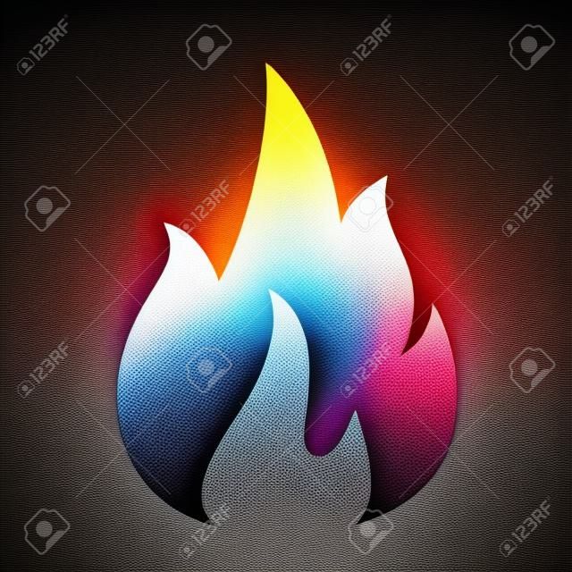 Fiamma, logo dell'illustrazione dell'icona del fuoco di quattro lingue