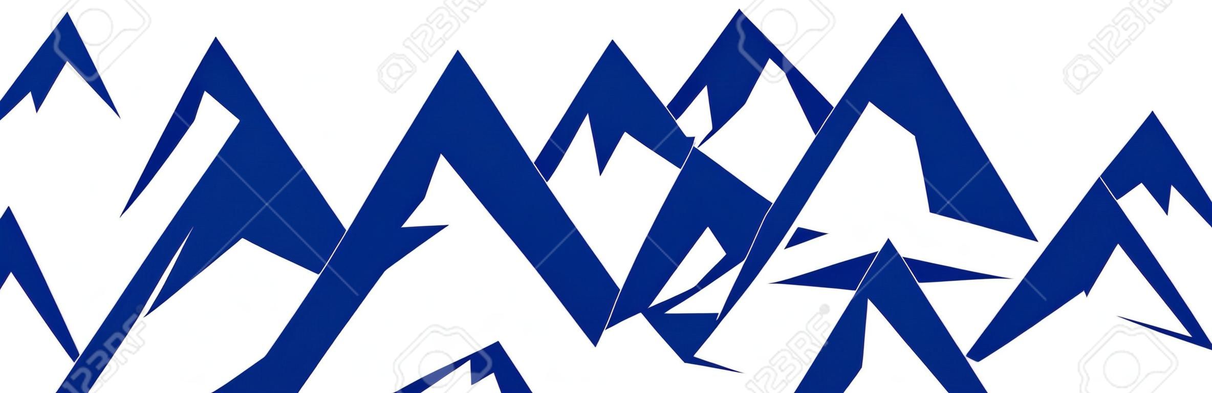 Montaña azul silueta con tres picos sobre fondo blanco - vector