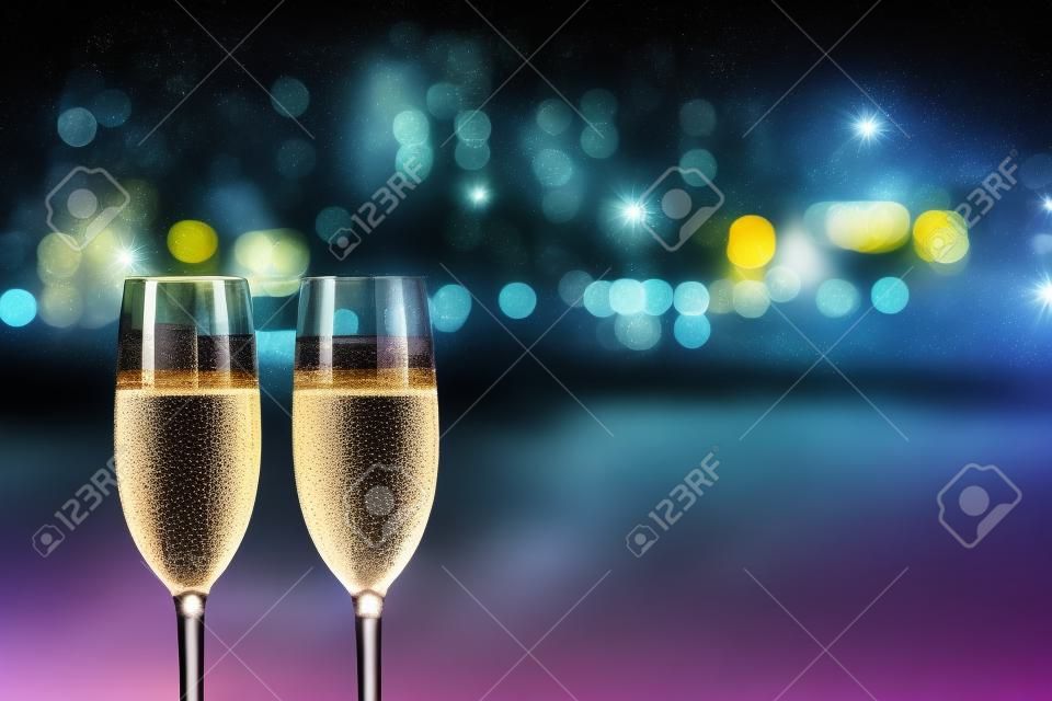 Champagne and night view
