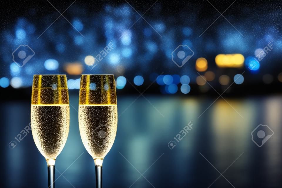 Champagne and night view