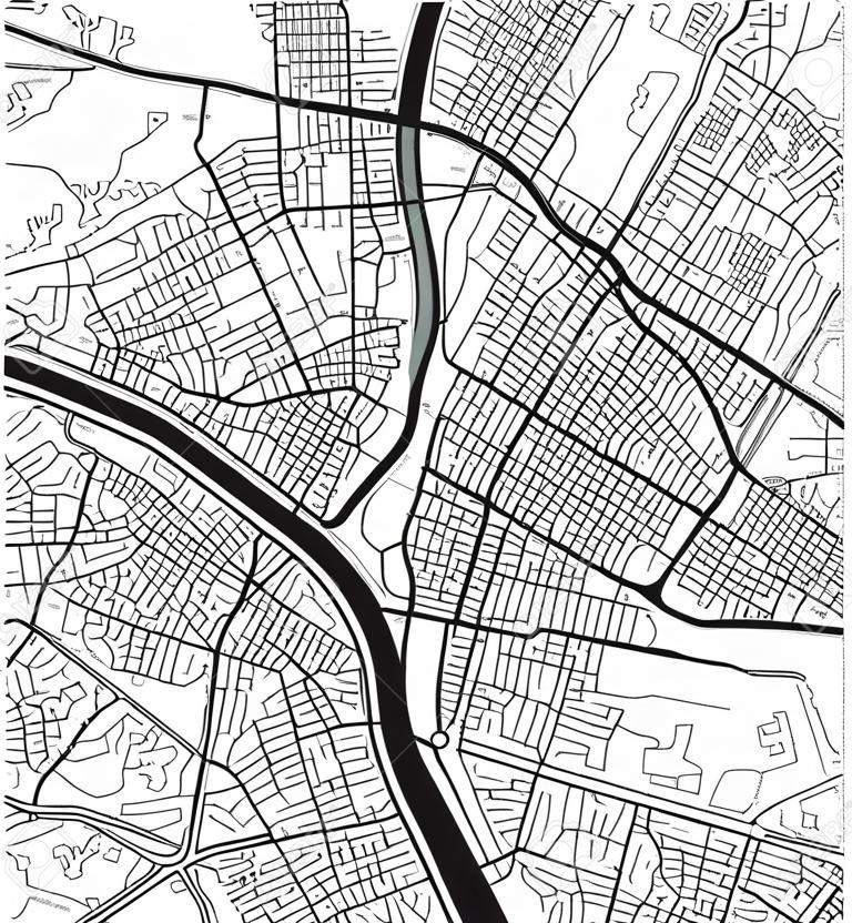 Black and white vector city map of Budapest with well organized separated layers.