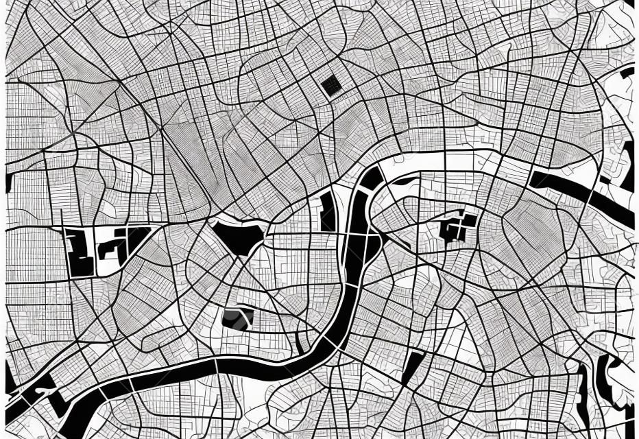 Plan de la ville vectorielle en noir et blanc de Londres avec des couches séparées bien organisées.