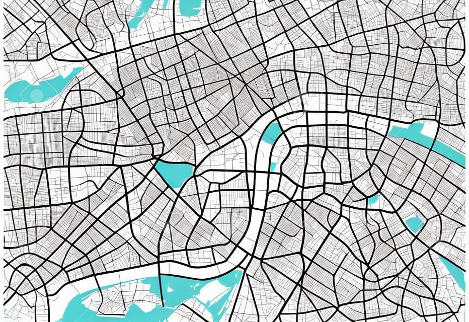 Czarno-biała wektorowa mapa miasta Londynu z dobrze zorganizowanymi oddzielnymi warstwami.
