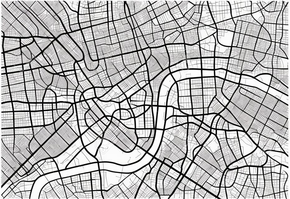 よく整理された分離された層を持つロンドンの黒と白のベクトル都市地図。