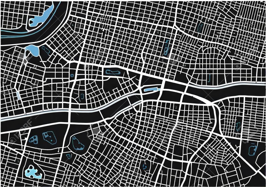 Mapa da cidade de vetor preto e branco de Londres com camadas separadas bem organizadas.