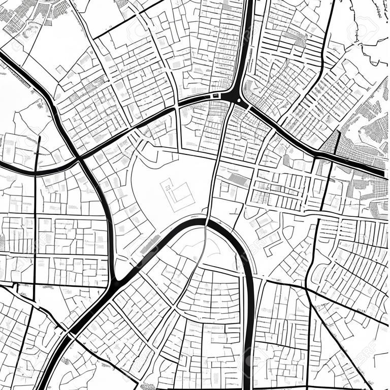 Czarno-biała wektorowa mapa miasta Moskwy z dobrze zorganizowanymi oddzielnymi warstwami.