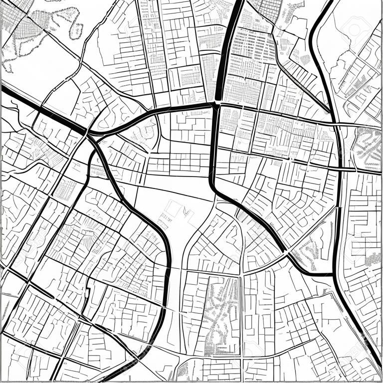 Czarno-biała wektorowa mapa miasta Moskwy z dobrze zorganizowanymi oddzielnymi warstwami.