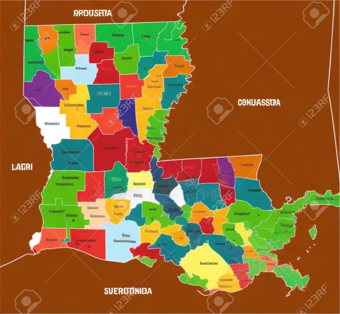 Vector Map of Louisiana political