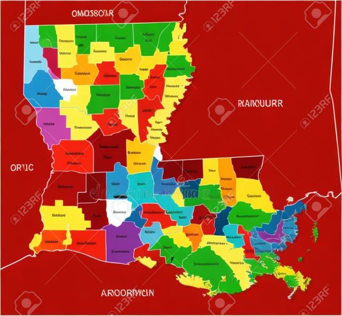 Vector Map of Louisiana political