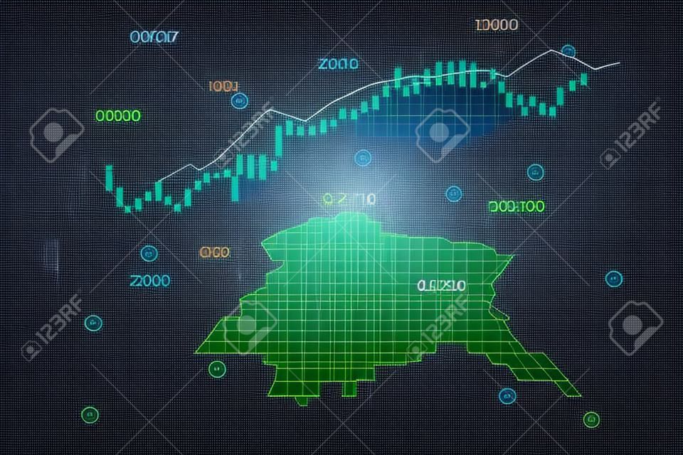 Stock market background or forex trading business graph chart for financial investment concept of Luxembourg map. business idea and technology innovation design.