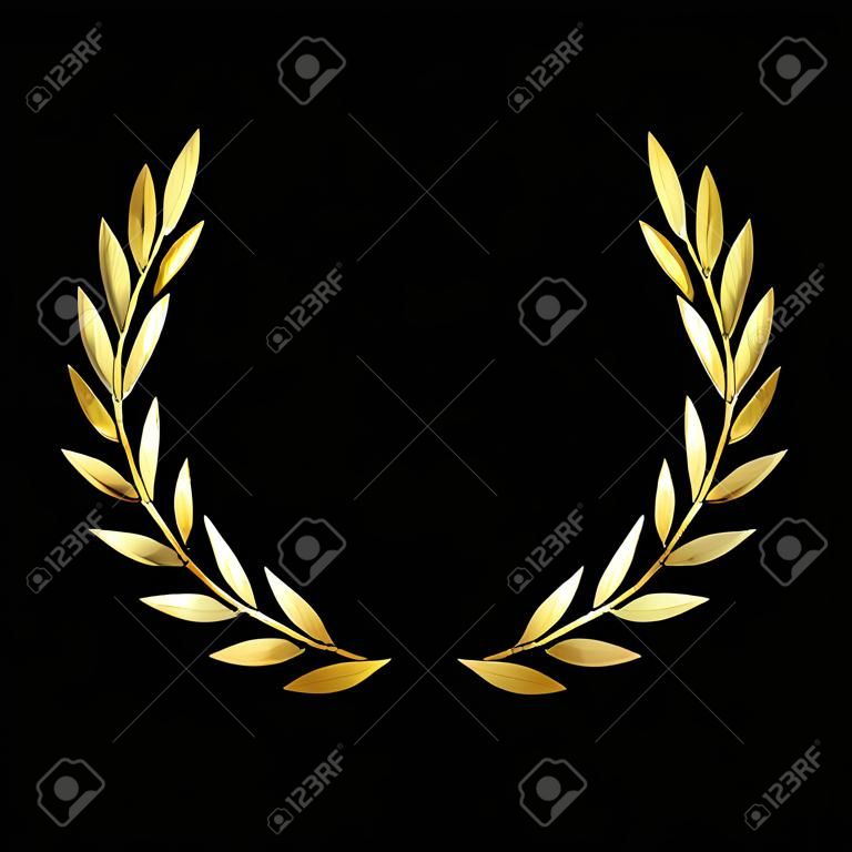 Golden laurel wreath. Best award to winner of competition in successful championship with high ranking and an elite vector trophy