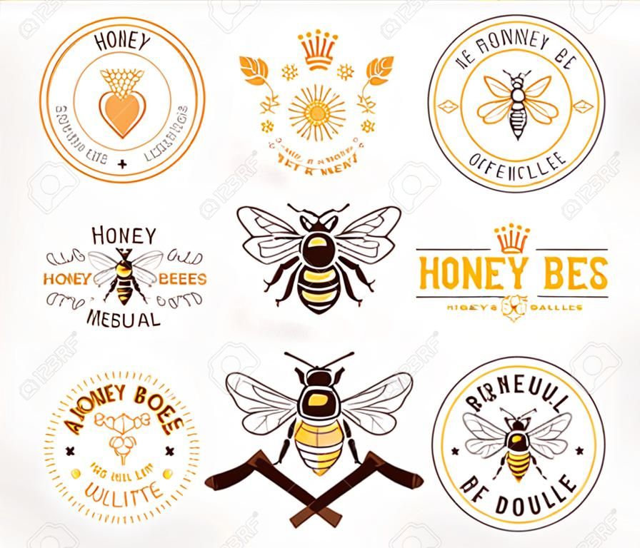 Méz és a méh vektor jelvények és címkék bármilyen felhasználásáért.