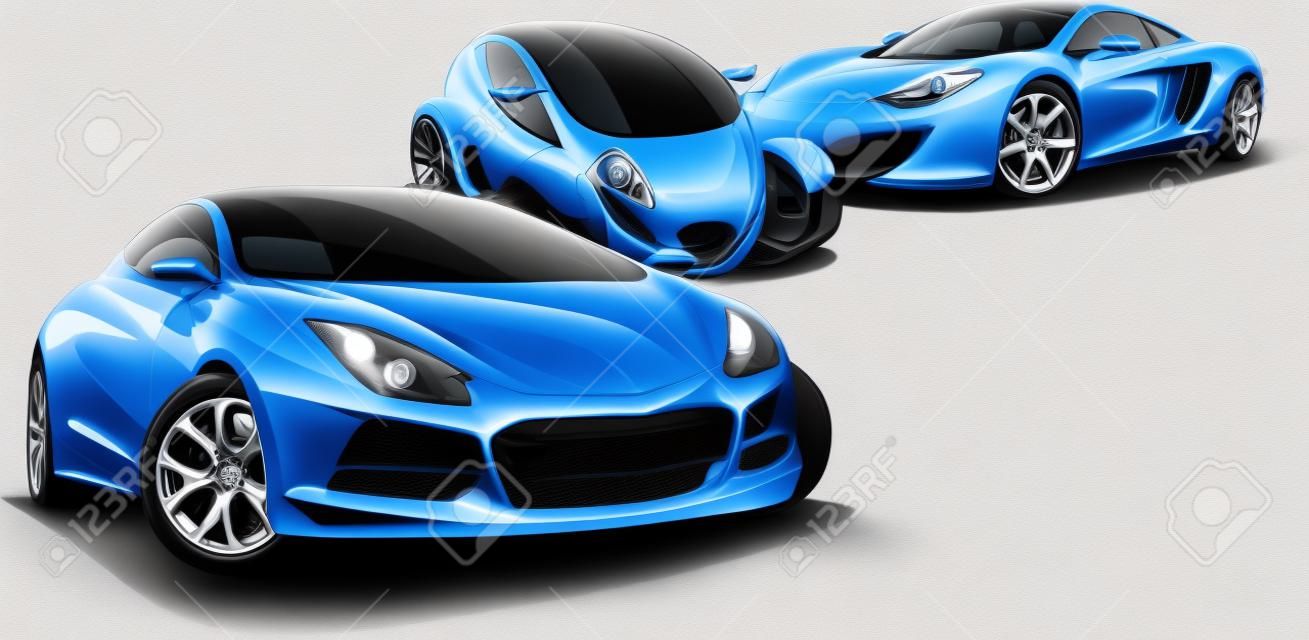 my original design sport cars isolated on the white background