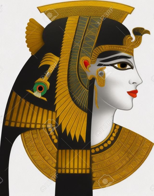 白色背景上埃及艳后头部的细节
