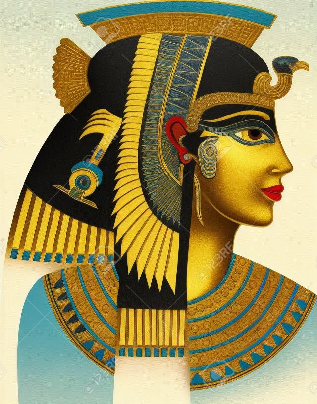 白色背景上埃及艳后头部的细节