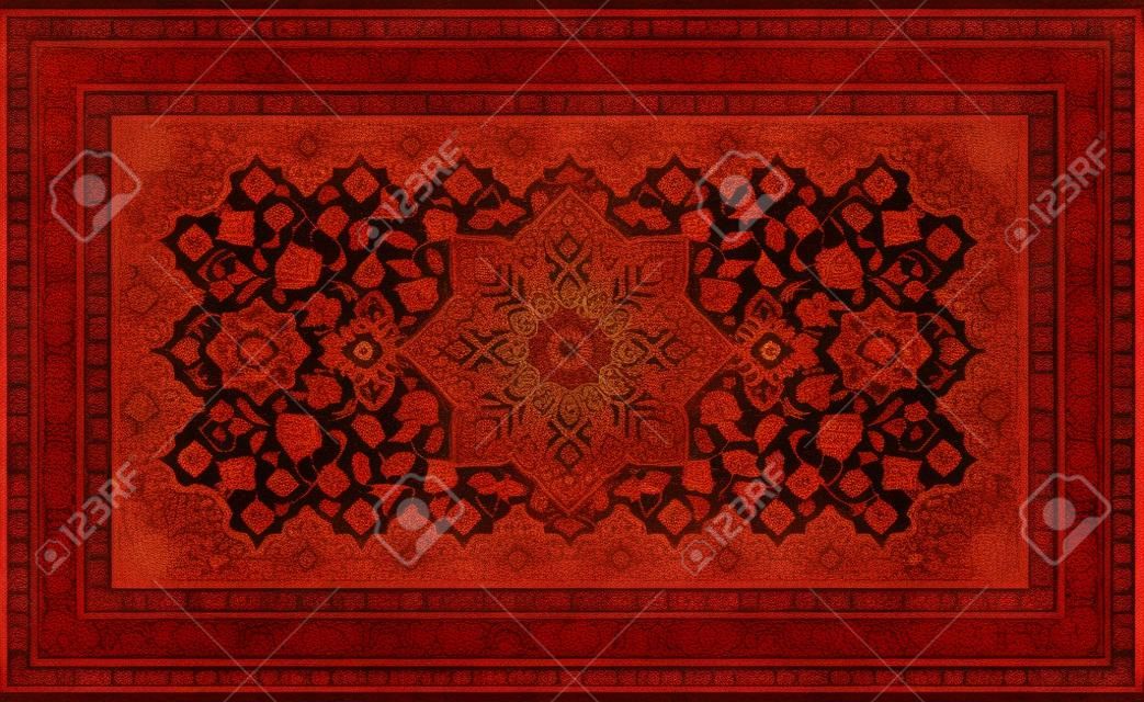 The Old Red Persian Carpet Texture, abstract ornament