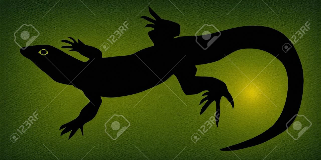 una ilustración en negro de la silueta de lagarto