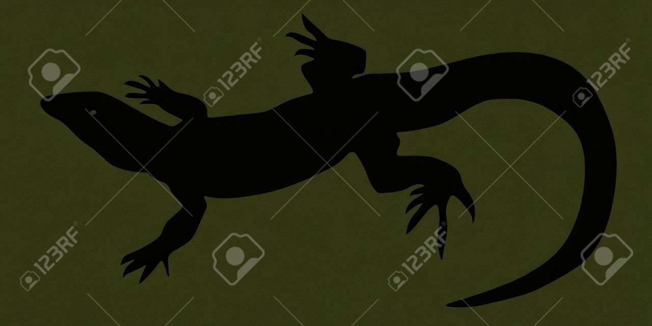 una ilustración en negro de la silueta de lagarto