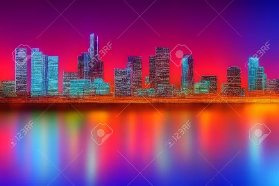 Beautiful reflected city backdrop. Creative wallpaper concept