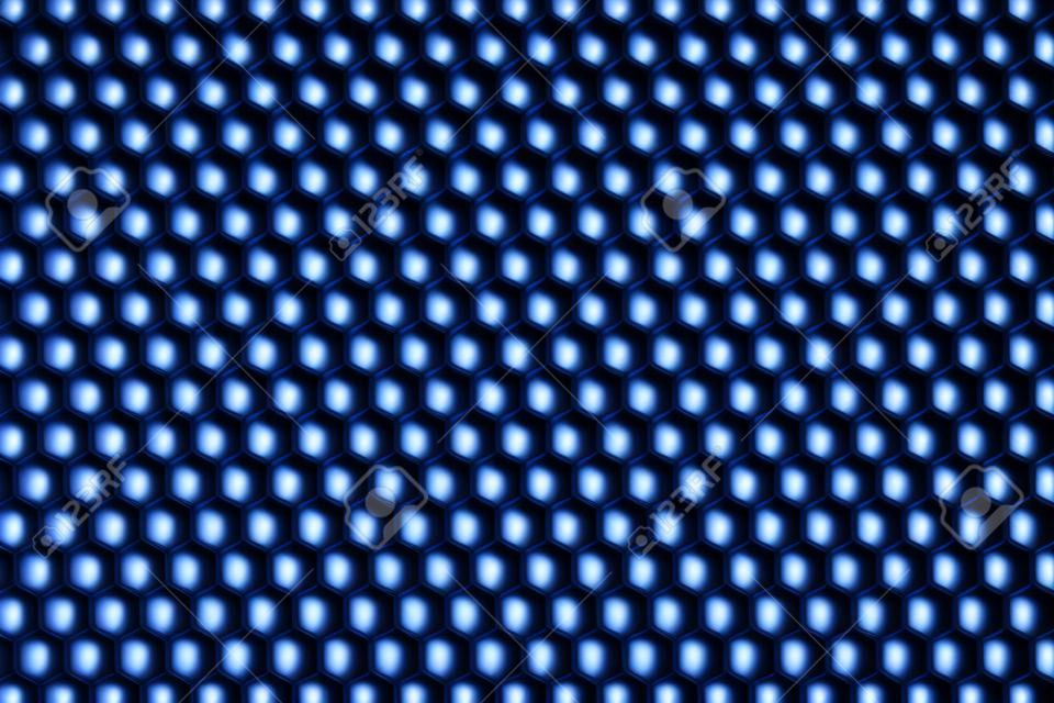 抽象發光的藍色六角背景。技術概念。 3D渲染