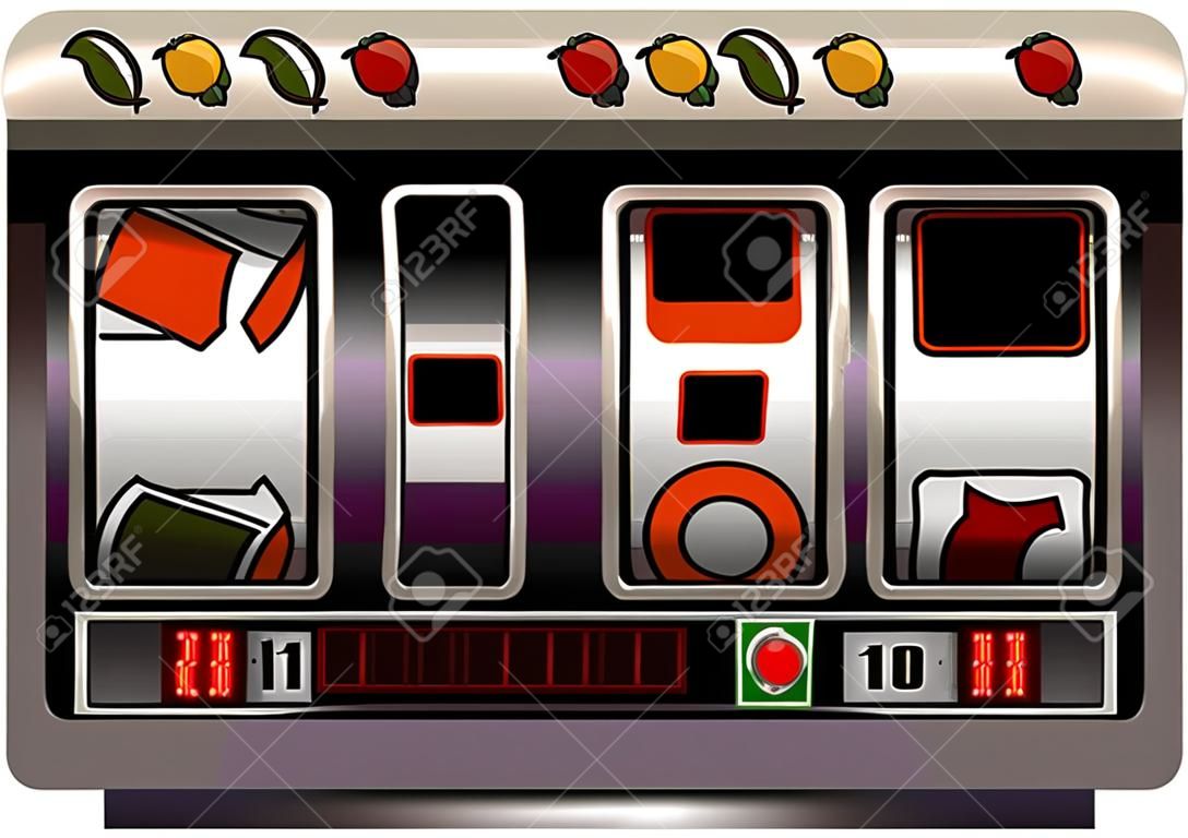 Slot machine with three blank reels to insert your text, company  or picture in. Isolated vector illustration on white background.