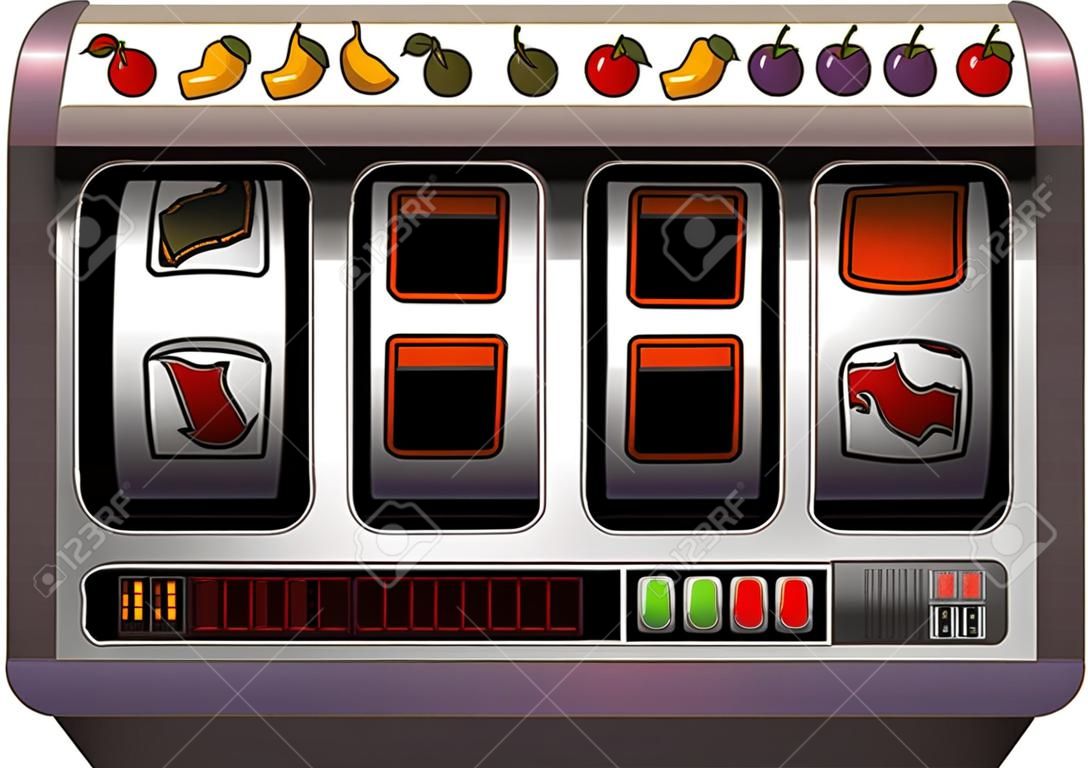 Slot machine with three blank reels to insert your text, company  or picture in. Isolated vector illustration on white background.