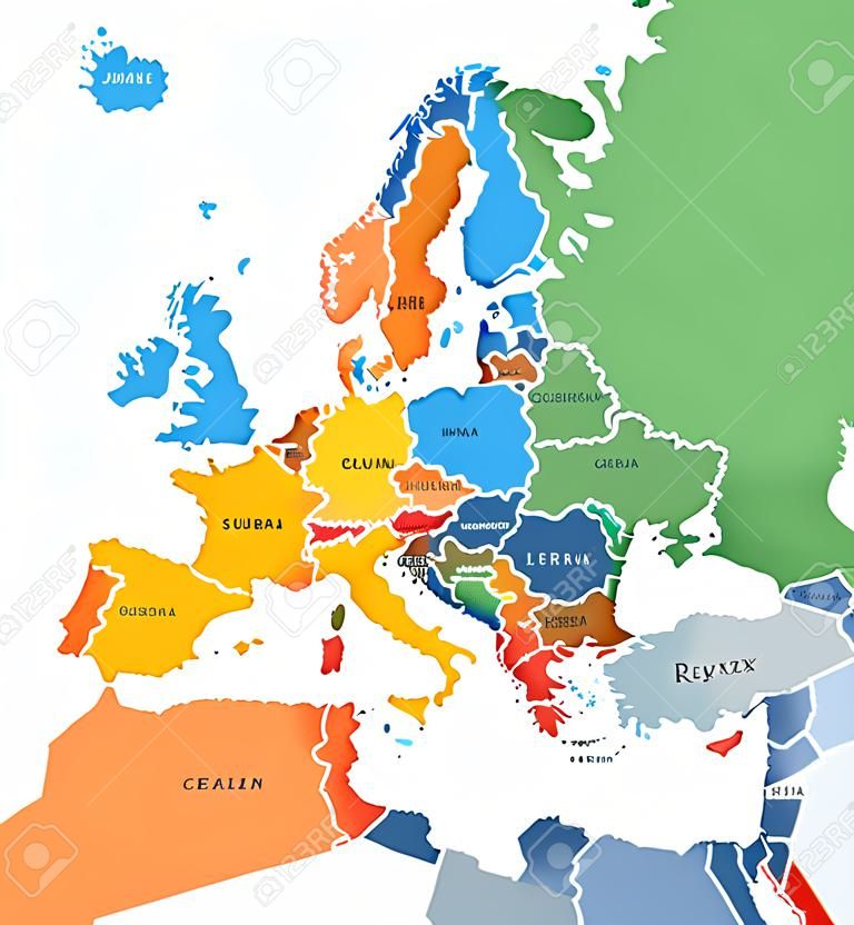 Europe subregions, political map. Geoscheme, that subdivides the European continent into Eastern, Northern, Southern, and Western Europe, for statistical purposes, and represented