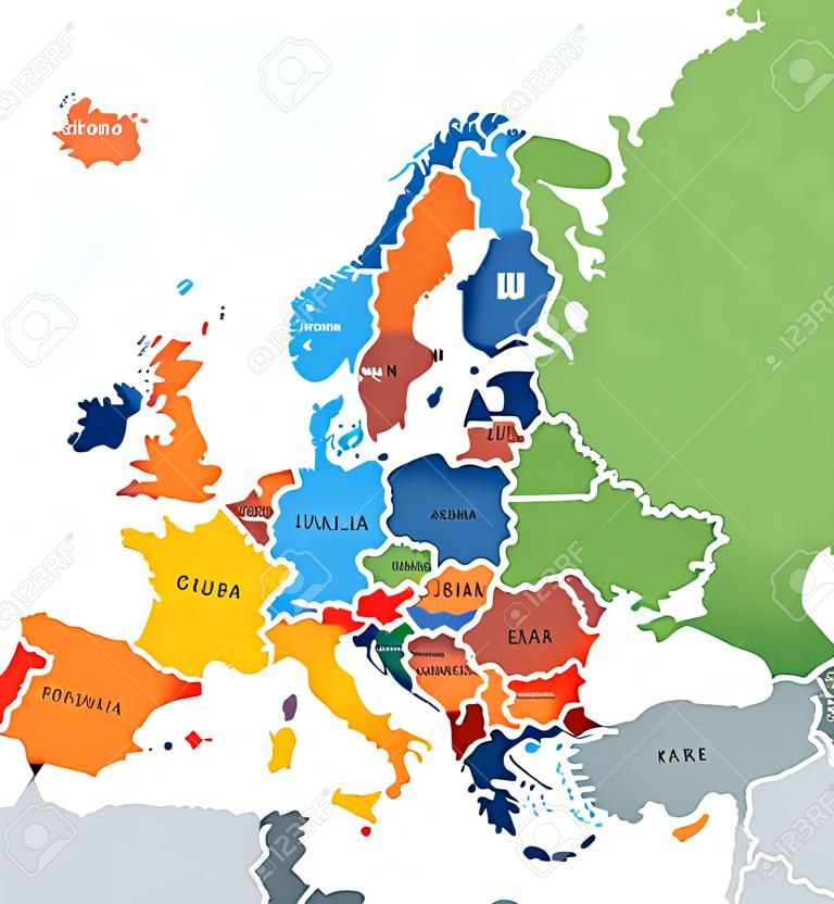 Europe subregions, political map. Geoscheme, that subdivides the European continent into Eastern, Northern, Southern, and Western Europe, for statistical purposes, and represented