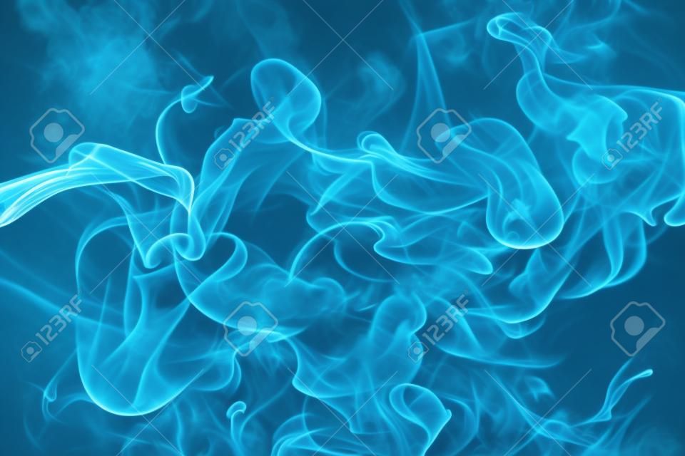 Blue smoke movement on white background.