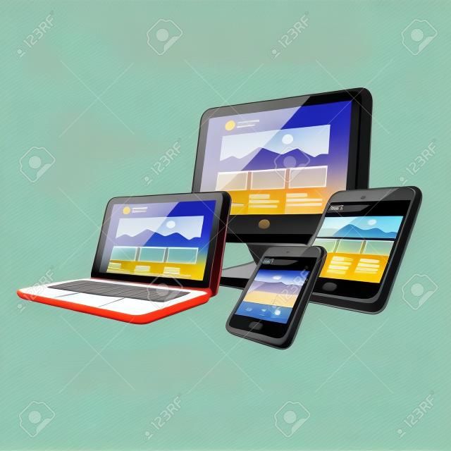 响应网站设计的不同屏幕设备与智能手机笔记本电脑监控屏幕平板电脑迷你平板电脑