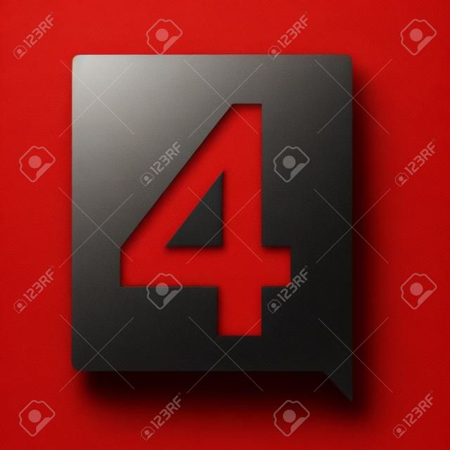 El número cuatro en fondo rojo