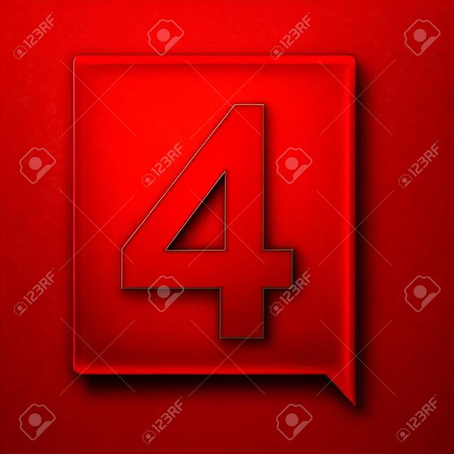 El número cuatro en fondo rojo
