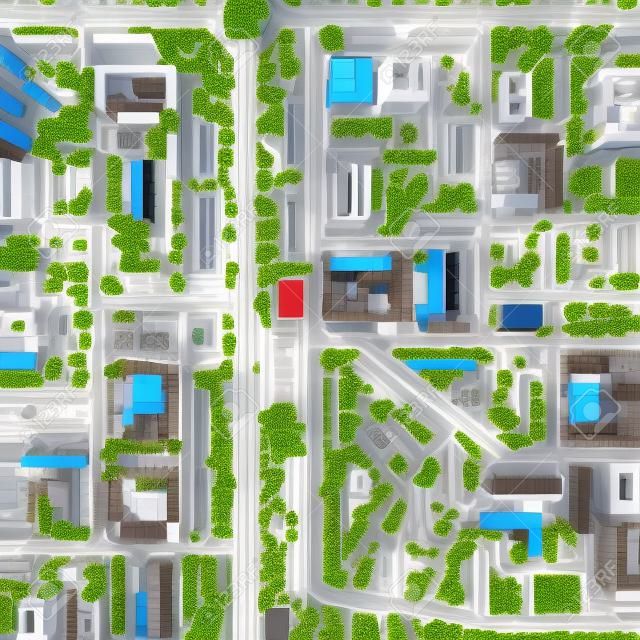 City top view 3d rendering