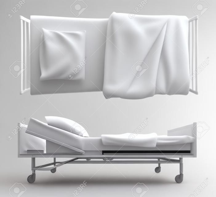 Ziekenhuis Bed geïsoleerd op wit. 3d rendering